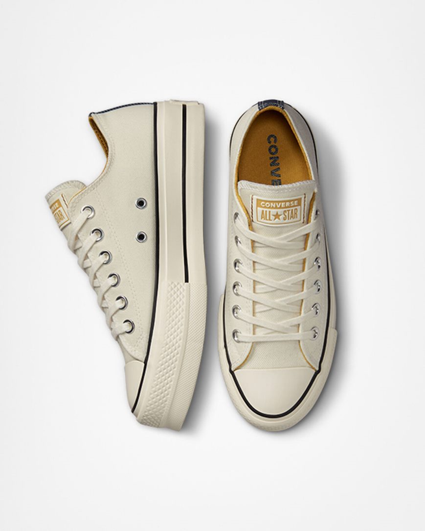 Topanky Na Platforme Converse Chuck Taylor All Star Lift Denim & Platene Nizke Damske Béžové Námornícka Modrá Oranžové | SK L5KRE3